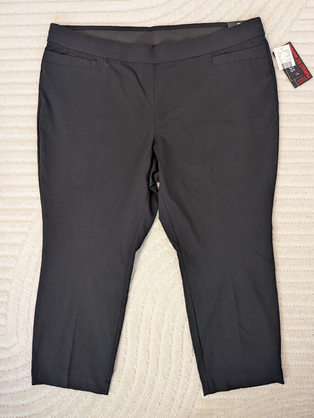 Briggs Women Black Pull-On Ankle Pants 24W Stretch Knit Straight Leg Pockets euc